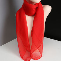 Solid color red silk scarf Korean version of chiffon scarf large square scarf female scarf sunscreen warm wild Square small square