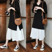 Summer gestation woman dress with dress for long term Fat MM Enlarged Code Loose 200 catty Spring Clothing Short Sleeve Blouse