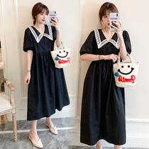 2021 Summer Korean version of pregnancy maternity dress doll collar dress in dress with large code loose 200 catty of short sleeve blouses