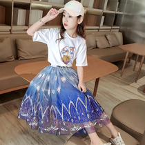 Girls Net red suit girl foreign skirt 2021 new childrens summer dress skirt