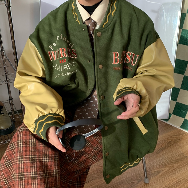 C2 LAOSHU / American Retro Vintage Letter Embroidered Baseball Jacket 2022 Spring and Autumn Thin Jacket for Men Trendy