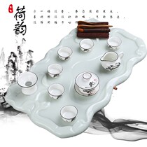 Jade tea tray whole set of kung fu tea set living room household simple stone tea ceremony tea table rectangular