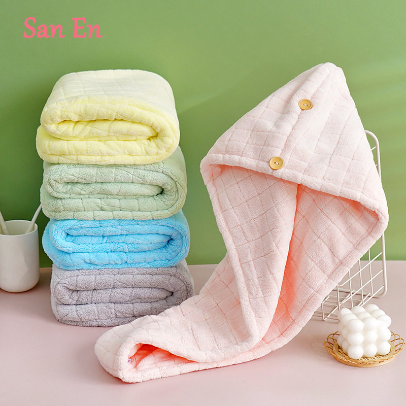 Handhair Hat Woman thickened double-layer dry coral dry towel suction pack headscarf new bath hat embroidery logo