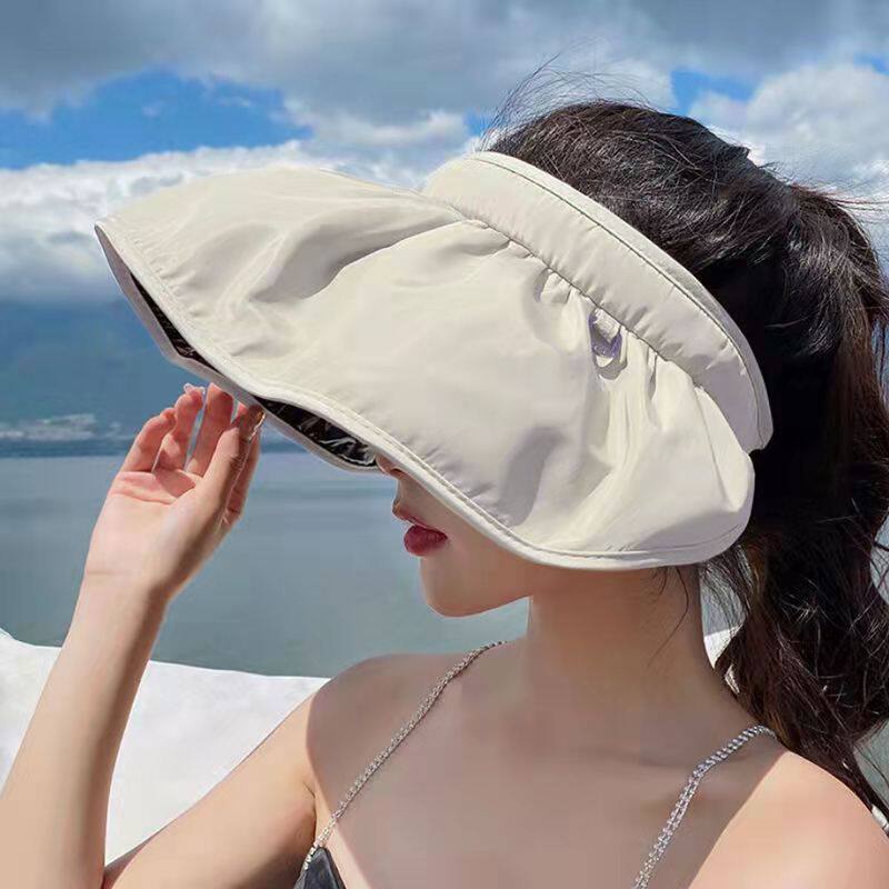 Hat female Han edition sun shade face shade faces Sun cap shell fisherman cap anti-UV lily and empty top hat tide
