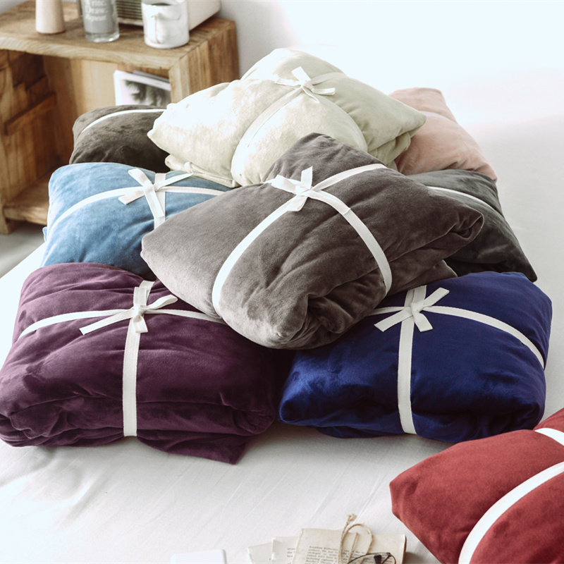 Thickened velvet single quilt cover autumn and winter warm non-static quilt cover single double solid color Japanese single product quilt cover