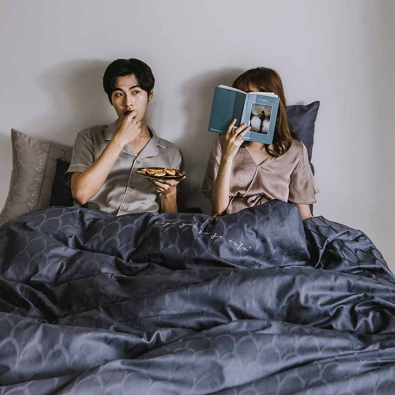 100 high-end Australian cotton jacquard tribute satin four sets full cotton pure cotton sheet quilt cover minimalist light and luxurious bedding