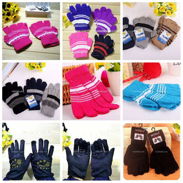 Adult Half Finger Gloves Men And Women All-finger Gloves Children Warm Magic Gloves Wool Cord Warm Five Finger Gloves Wholesale