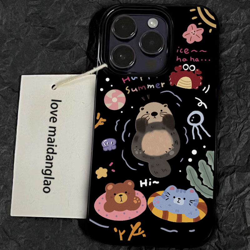 Cartoon Swimming Otter Mobile Phone Case Suitable for Apple 16Promax New iPhone 15 Pro Black 14Plus Niche Classy 13 Silicone 12 Cute Female Model 11 Ultra-Thin X All-Inclusive Anti-Fall Soft Cartoon Swimming Otter Mobile Phone Case Suitable for Apple 16Promax New iPhone 15 Pro Black 14Plus Niche Classy 13 Silicone 12 Cute Female Model 11 Ultra-Thin X All-Inclusive Anti-Fall Soft