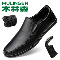 Wood Linson Men Shoes 2022 Summer New Leather Shoes Leather Inglén Casual Shoes Middle Aged Breathable Bullskin Dad Shoes