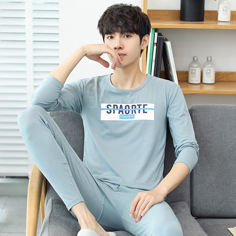 Red bean autumn and winter youth men's thin cotton autumn clothes sanitary pants suit youth heating clothes sanitary clothes sanitary pants cotton