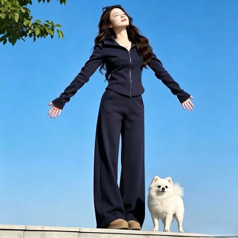 Korean Style Outfit Set for Women, Autumn 2026, Super Trendy, Age-Reducing, High-End Feel, Petite Sweatshirt, Sports Casual Set