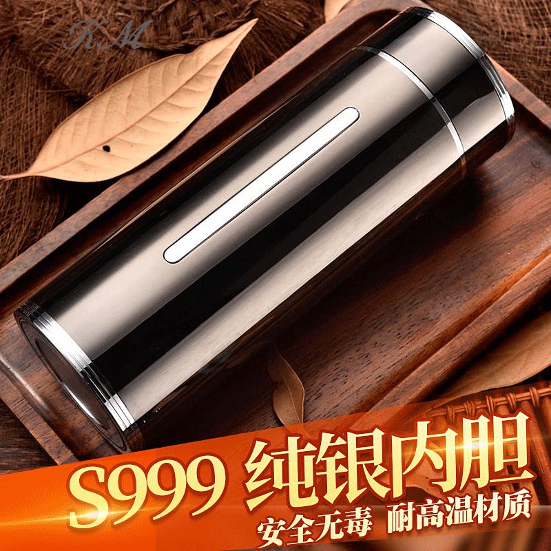 KM999 snowflake silver liner cup stainless steel insulated cup upscale business water glass silver cup men's tea cup custom