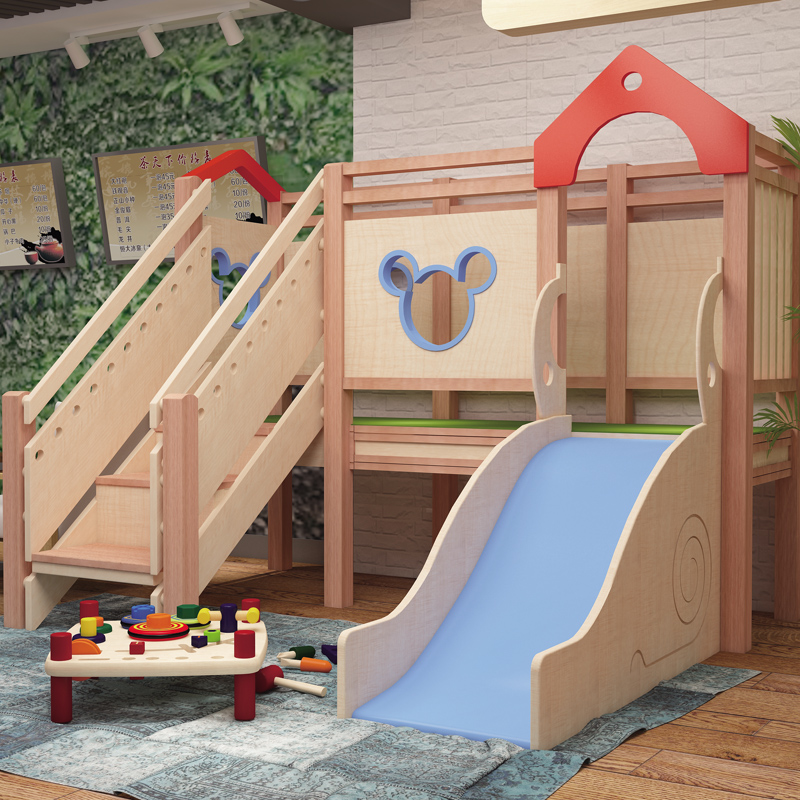 Early education scene cabin parent-child Garden wooden game home wine children children's slide parent-child Game House