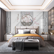 Integrated wall panel sofa Background wall New Chinese flower Bird bedroom wall Wall Wall Wall 8D Custom TV wall Bamboo Wood Fiber