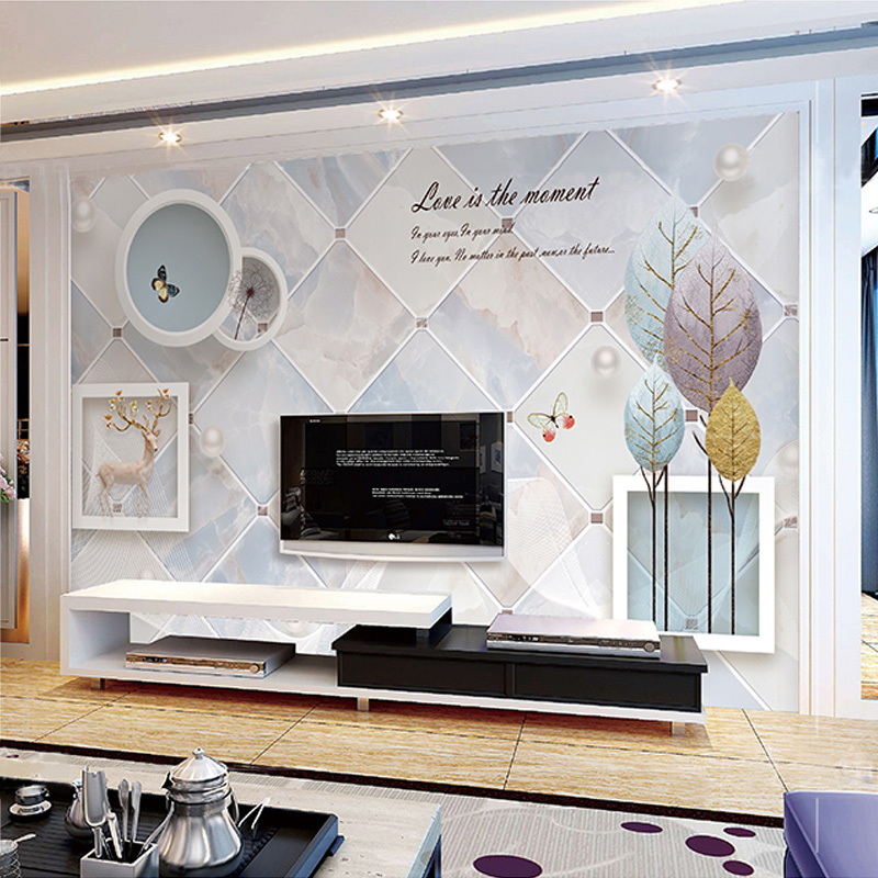 8D TV background wall wallpaper non-woven wallpaper Nordic 5d custom mural wall covering decoration living room film and television background