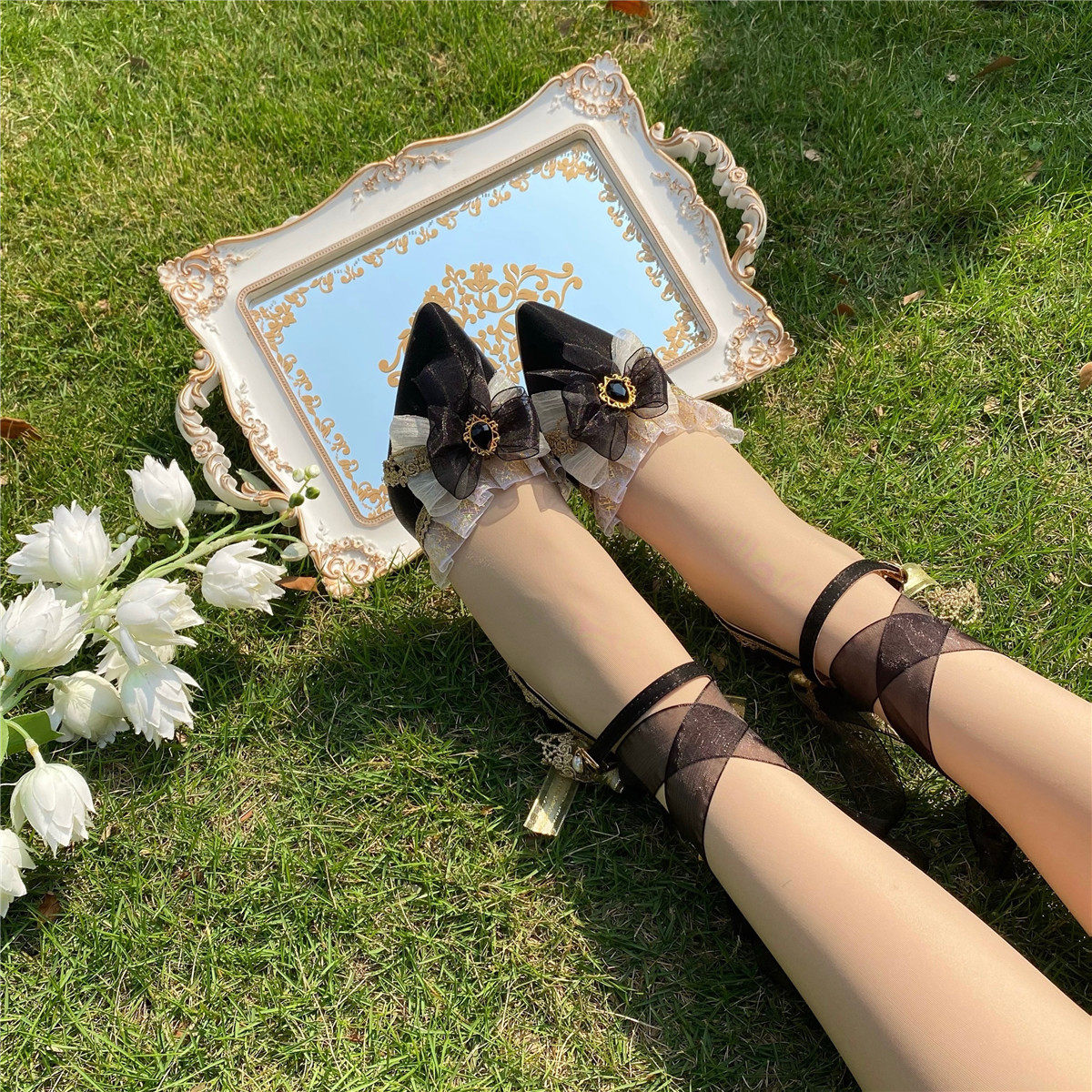 Обувь 原创设计lolita手作太炎兽高跟鞋婚鞋中华风花嫁鞋酒红茶会尖头鞋 Original design