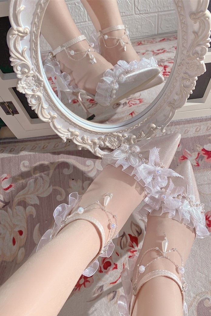 Обувь 原创深海医院花嫁lo鞋尖头芙拉小姐手作优雅高跟鞋百搭lolita茶会