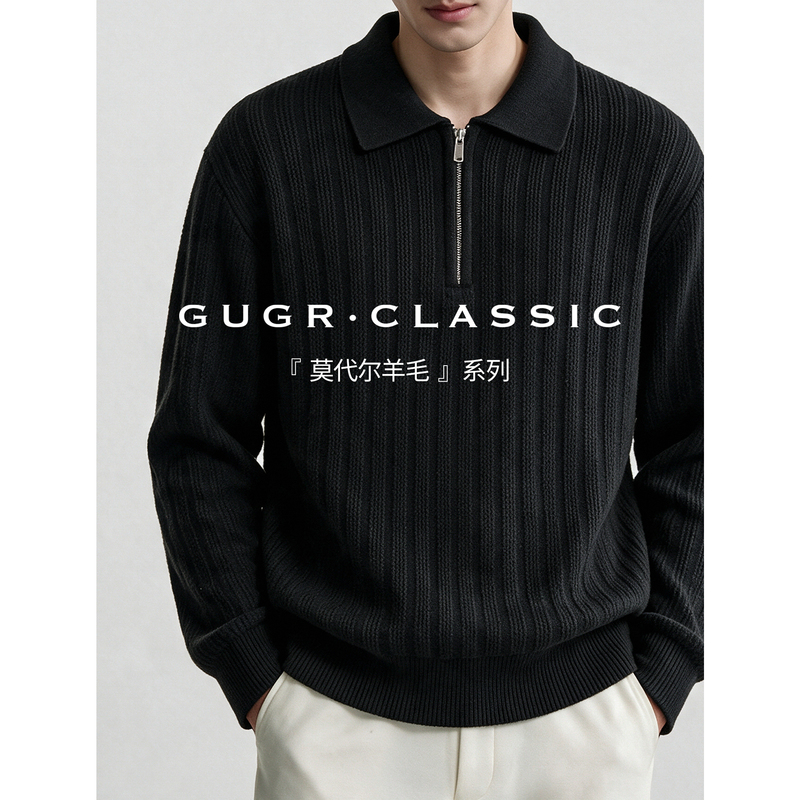 Gugr【Modal Wool】Old Money Casual Half-Zip Lapel Polo Sweater Men's Knitwear for Autumn and Winter Gugr【Modal Wool】Old Money Casual Half-Zip Lapel Polo Sweater Men's Knitwear for Autumn and Winter