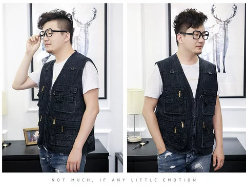 Đàn ông trung niên và già áo vest nam Cotton nhiều túi cộng với phân bón để tăng mùa xuân và mùa thu vest nam vest nam vest vest