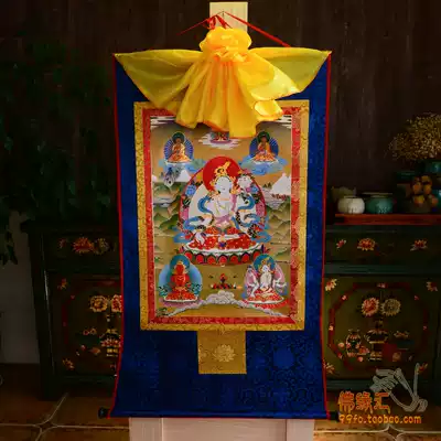 Buddha scroll painting Tibetan gold-plated thangka white mother thangka Buddha statue Tibetan mounted 35 * 20cm