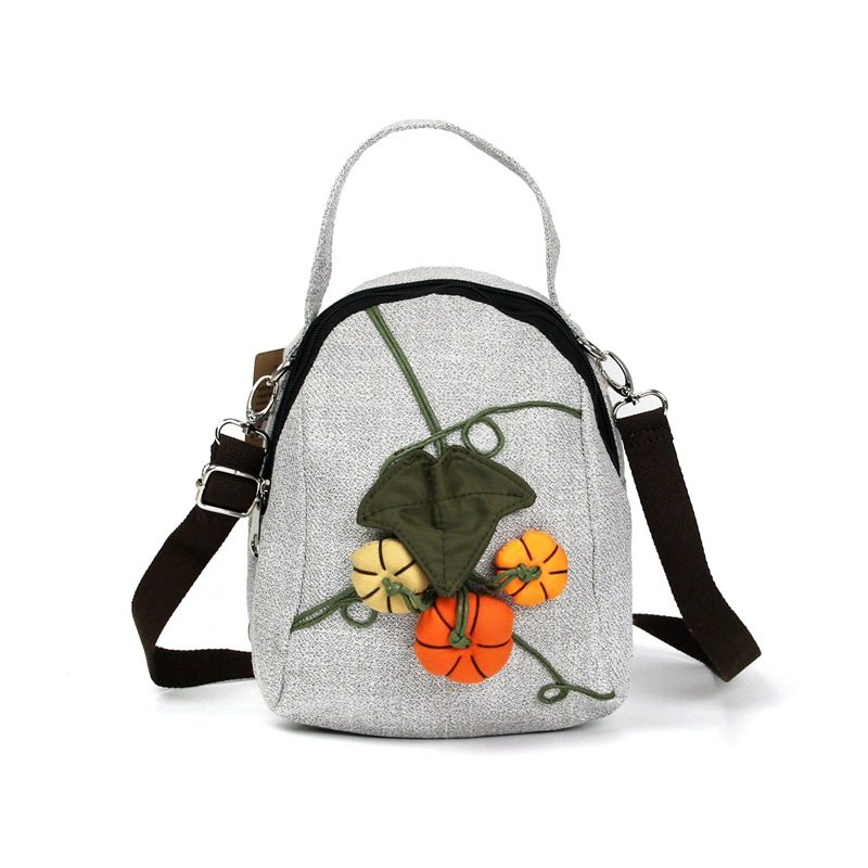 Cotton and linen backpack vintage pumpkin fabric double slung handbag Doudou bag academic bag M9366