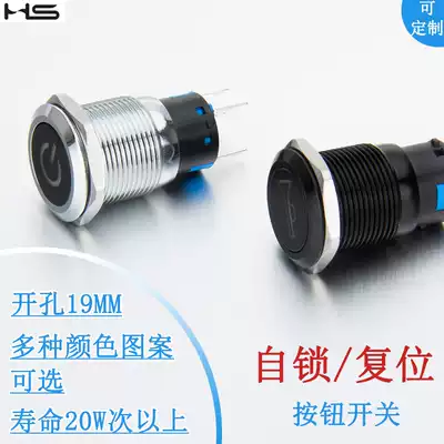 HS 19MM self-reset self-locking round car modified metal button switch with light LED power supply waterproof customization