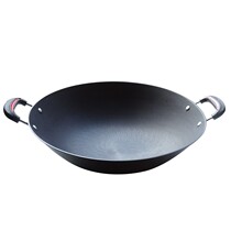  Traditional old-fashioned binaural round bottom non-stick iron pot Gas stove suitable for cooking pot pig iron household cast iron wok large