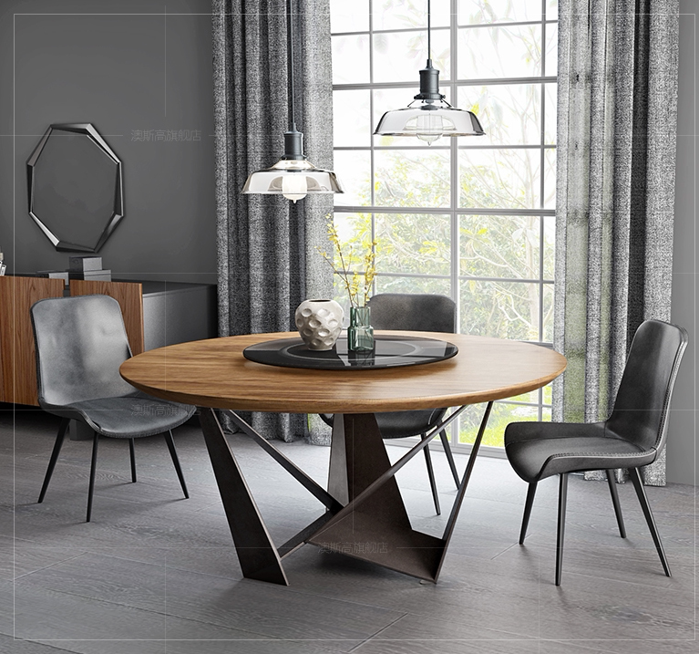 Nordic Solid Wood Large Round Table Round Table Loft Retro Creative Home Dinner Table Coffee Table Designer Furniture