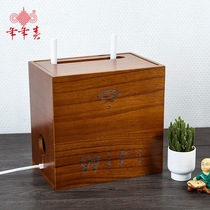 Wireless router storage box Solid wood wifi shelf Power cord finishing box Plug board socket box