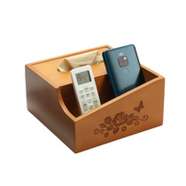 Desktop tissue box Solid wood remote control storage box Multi-functional creative Chinese paper box Living room coffee table shelf