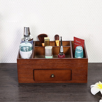 Cosmetics storage box shelf Desktop wooden skin care products Lipstick partition box Dresser brush finishing box