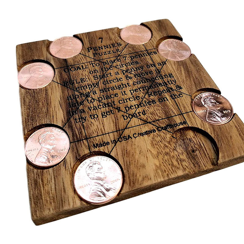 товар из китая creative crafthouse7便士硬币谜题7 pennies puzzle木质解谜益智