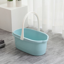 Thickened wide mouth rectangular washing mop bucket Plastic rubber cotton mop cleaning portable flat mop bucket Household water storage