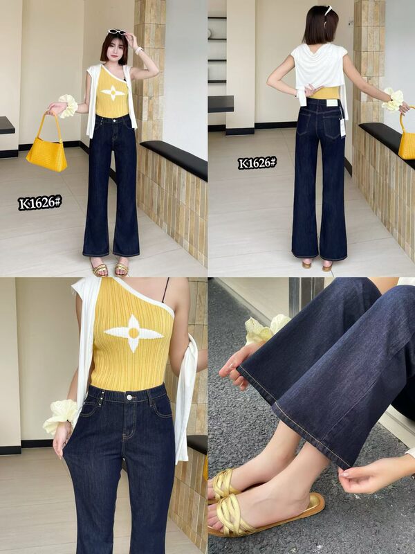 Ba Xuan Fashion 2026 New Model 1626 Korean Style Fashion Versatile Slimming High-Waisted Flared Jeans for Women