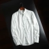 Người xem tốc độ ~ hàng gia súc! Thời trang nam mùa thu Slim American Casual Double Line Retro Cotton Áo dài tay áo sơ mi cộc tay nam Áo