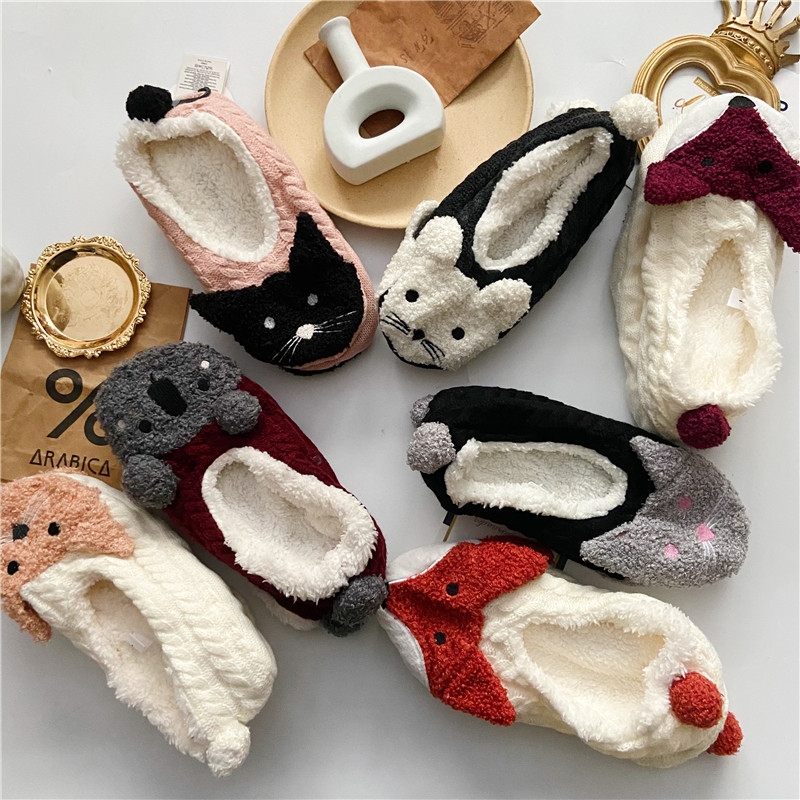 Outlet European and American Home Brand Soft Soft Bottom Indoor Cotton Slippers Non-slip Warm Shoes Floor Shoes Knitted Shoes Poo Shoes