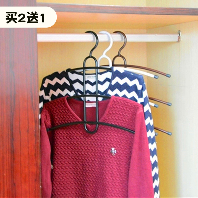 Buy 2 get 1 Wrought iron multi-layer multi-function magic hanger Clothes rack non-slip clothing store hanger wardrobe