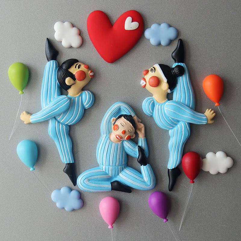 Cartoon fucking Ballet refrigerator sticker magnetic yoga dancing doll stereo magnet creative magnet sticker