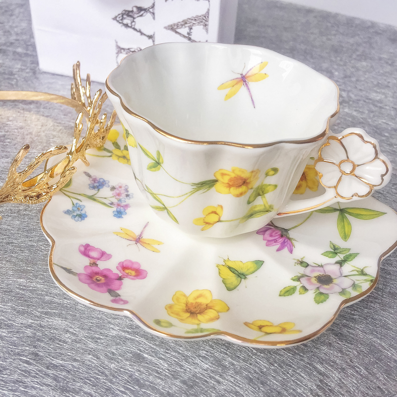 English afternoon tea cup Fruit tea cup set High-grade bone China coffee cup European small luxury cup and saucer Phnom Penh