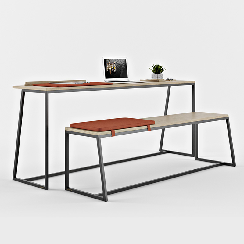 Desk simple notebook computer desk solid wood wrought iron desk long desk and chair office computer desk all-in-one table