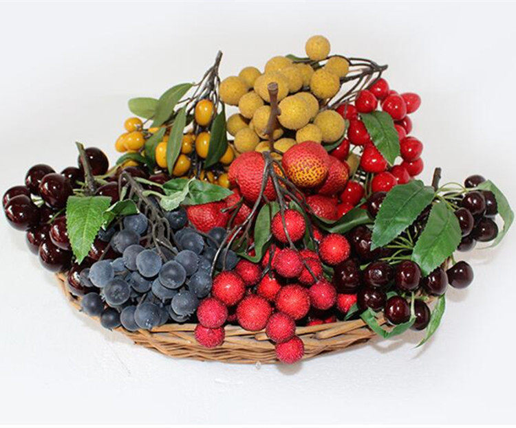 Simulation fruit string green plant flower arrangement branches fake lychee Longan orange strawberry simulation fake fruit home decoration ornaments