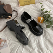 Small Leather Shoes Womens Summer Thin Marie Treasurys Retro Inn Wind with a thick bottom black Head Doll Shoe