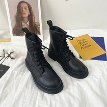 Soft leather Martin boots female winter plus suede 2021 new spring autumn single boot Inren wind six holes short boots 8 holes-ins tide