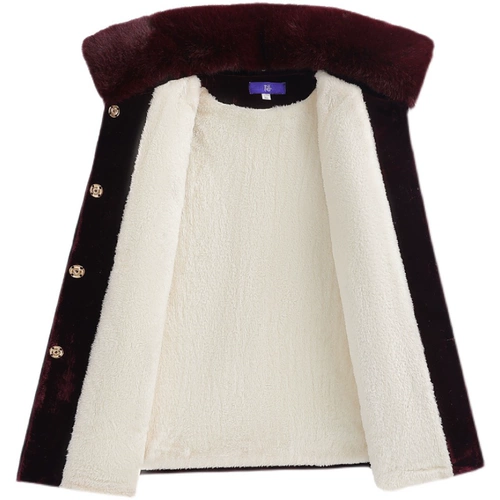 Утепленный пуховик, осенняя бархатная куртка для матери, для среднего возраста