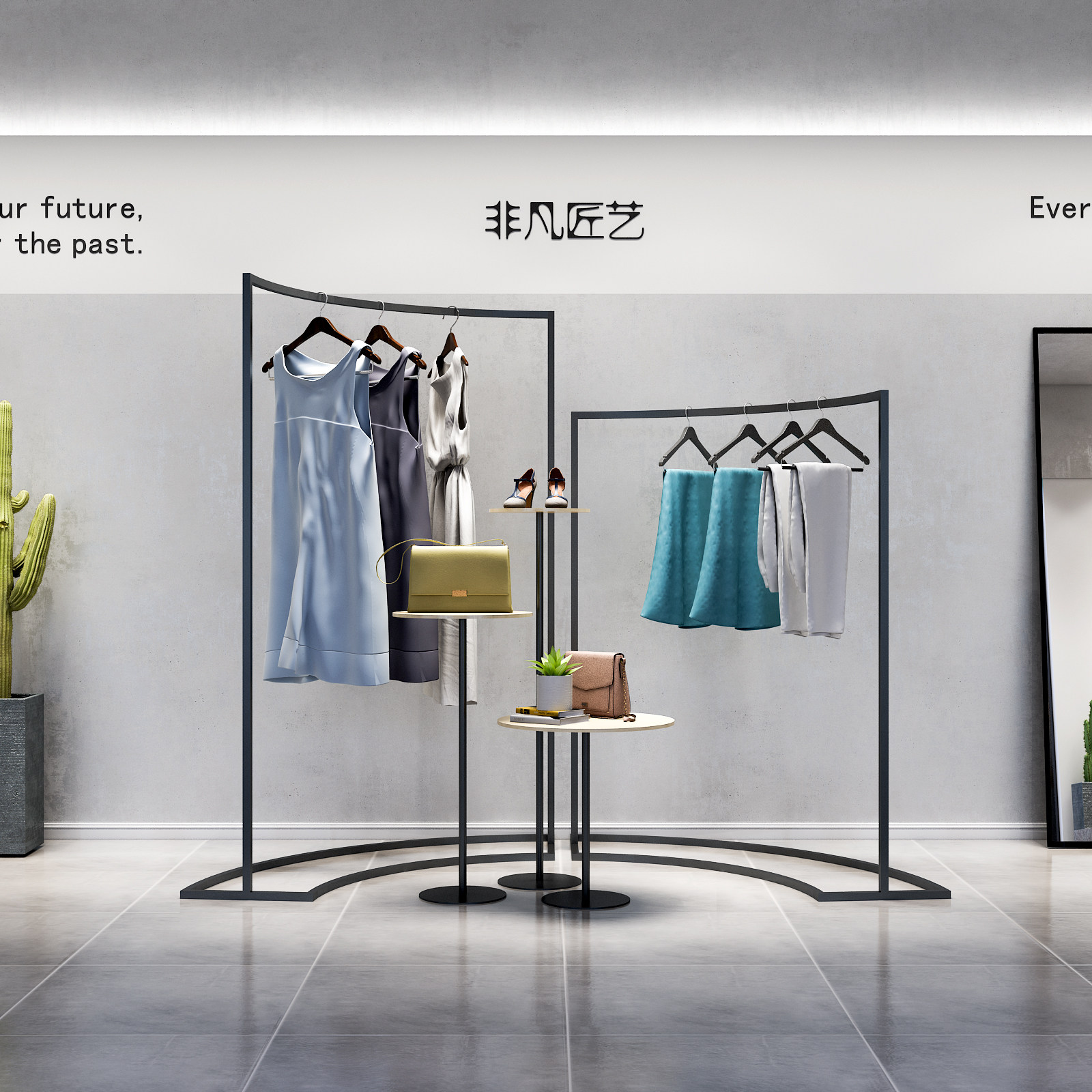 Extraordinary Clothing Store Men And Women's Fashion Show Shelves Landing Style Middle Island High And Low Display Table Shop Windows Display Shelves