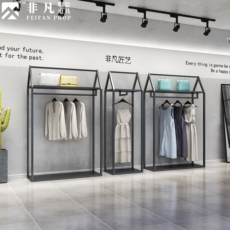 Extraordinary creative women's clothing shelf display rack Clothing store display stand Floor-standing hanging side hanging clothes shelf combination