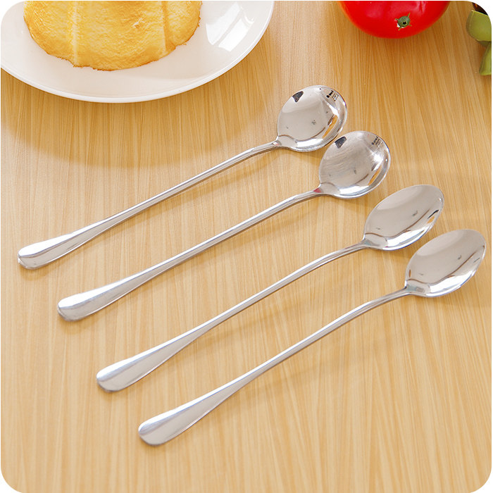 10 ceramic handles stainless steel small spoon fork soup spoon sweet spoons Korean style coffee spoon child long handle tablespoon