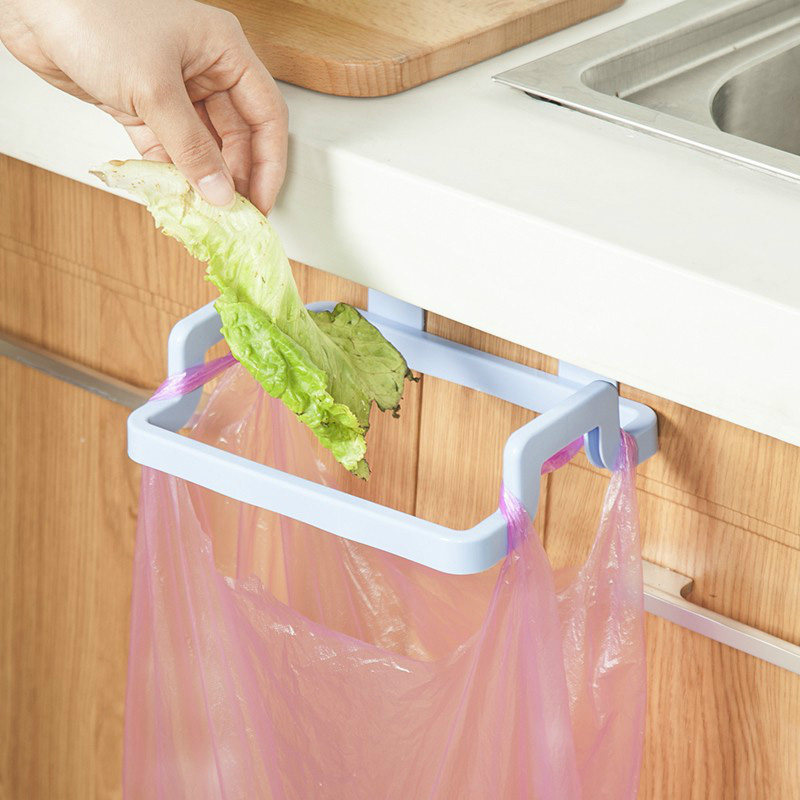 Hanging cabinet door garbage rack Garbage bag storage rack Plastic bag shelf Kitchen trash can holder hanging rack