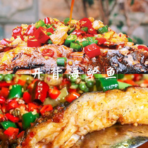 Conditioning pickled big mantong sea bass 850g open back net bore bass spicy grilled fish barbecue steamed seafood aquatic products