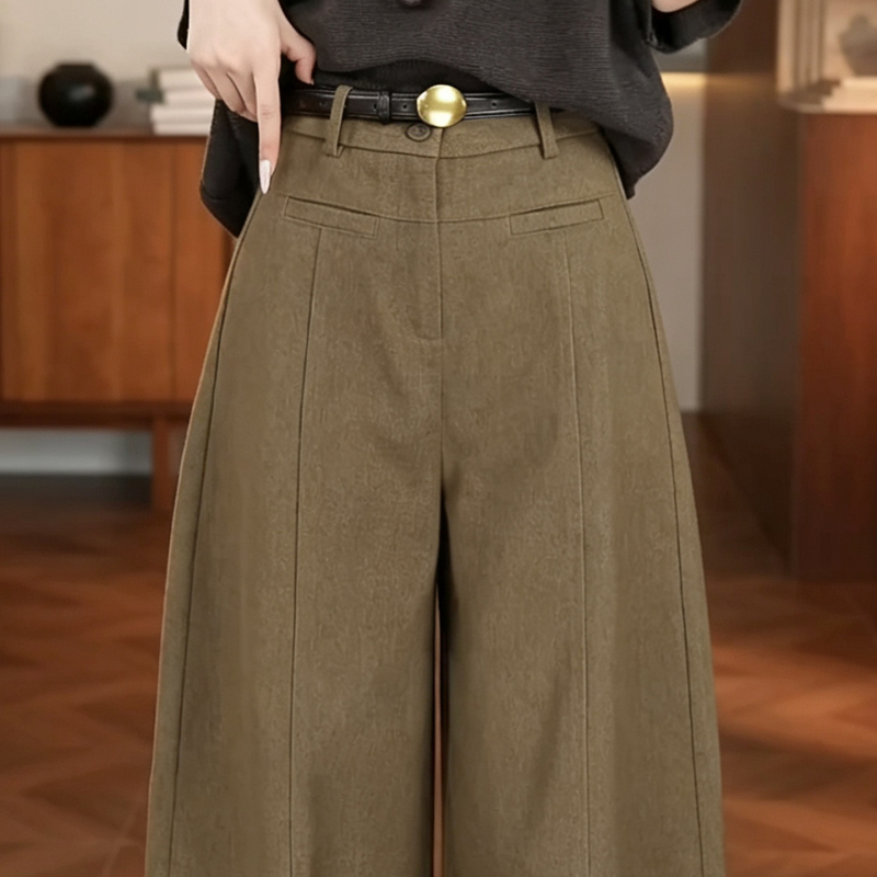 High-End Old Money Style High-Waisted Wide-Leg Pants for Women, Autumn Design, Loose Fit, Slimming Straight-Leg Casual Scimitar Pants High-End Old Money Style High-Waisted Wide-Leg Pants for Women, Autumn Design, Loose Fit, Slimming Straight-Leg Casual Scimitar Pants